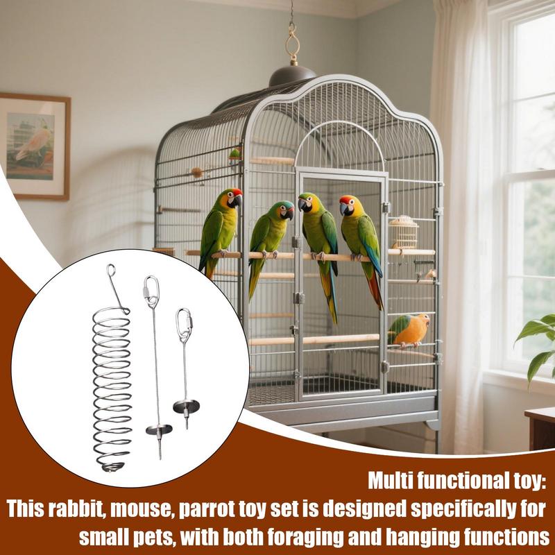 Bird Toys For Parrots Conure Toys Fruit Feeder Bird Supplies 3 Pieces Stainless Steel Cage Accessories Foraging Pet Supplies