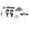 Precut Cartoon Police Car Plane Handcuffs Birthday Cupcake Toppers Decorations