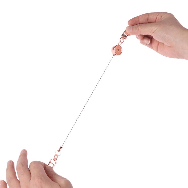 Retractable Badge Key Holder Badge Reel Anti-theft Metal Easy-to-pull Buckle Rope Elastic Keychain Key Ring Accessories