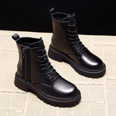Fashion English Mid-calf Boots for Women Autumn Winter New Designer Black Platform Shoes Female Fashion Casual Ankle Botas De Mujer