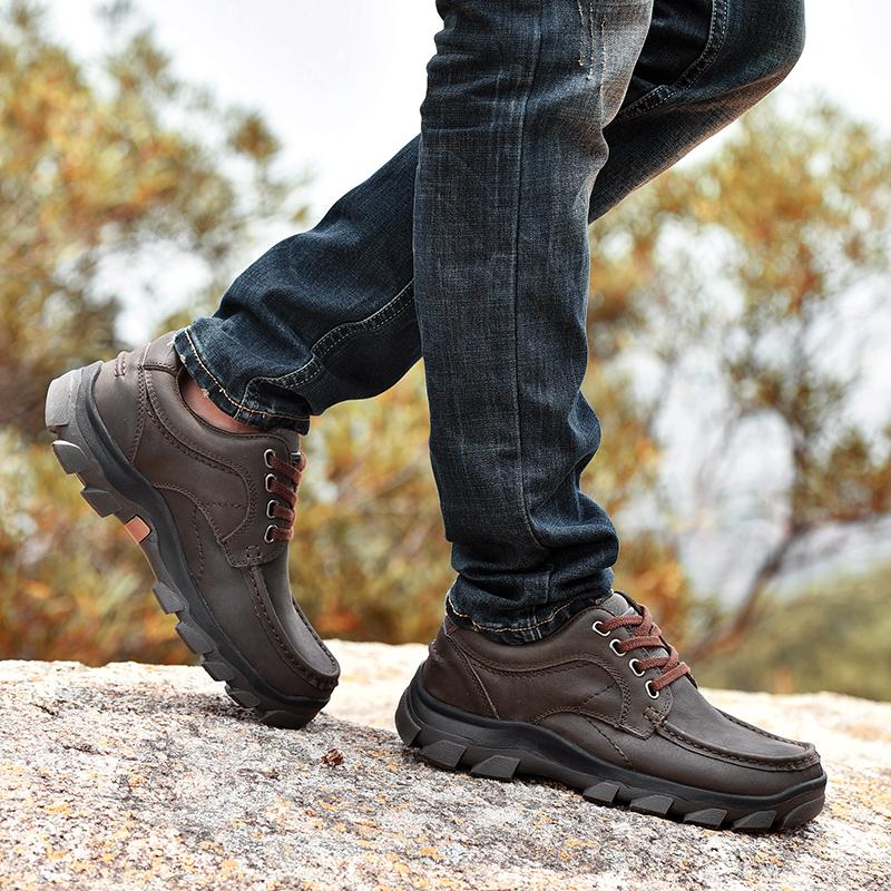 Fashion Genuine Leather Tooling Men's Shoes Leisure Outdoor Shoes Men Fashion Hiking Trekking Platform Shoes Classic Mens Casual Shoe