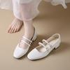 Coarse heel silver Mary Jane shoes light mouth spring 2025 new one-word strap with skirt temperament single shoes women's shoes