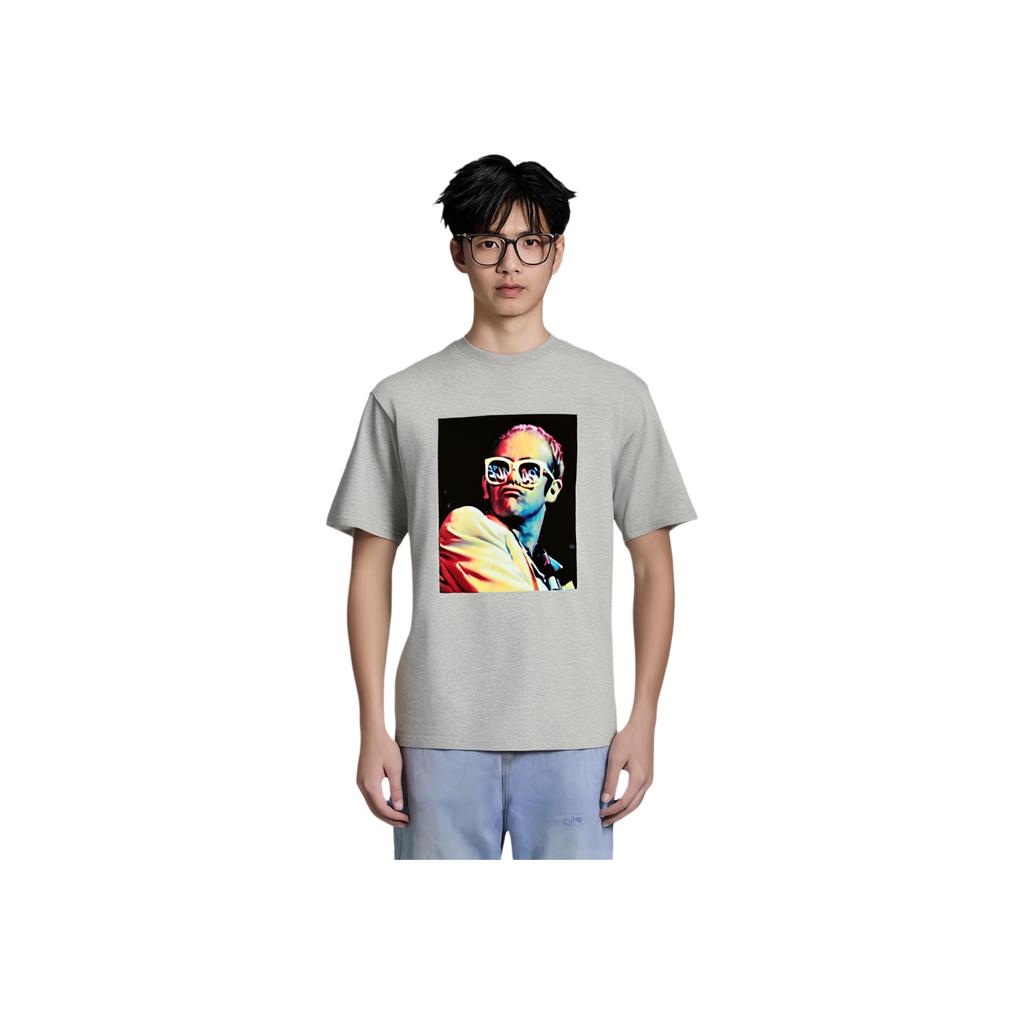 Palace Ss22 X Elton John Collaboration Character Print Crew Neck Short Sleeve T-Shirt Unisex T-Shirt Gray P21TS297