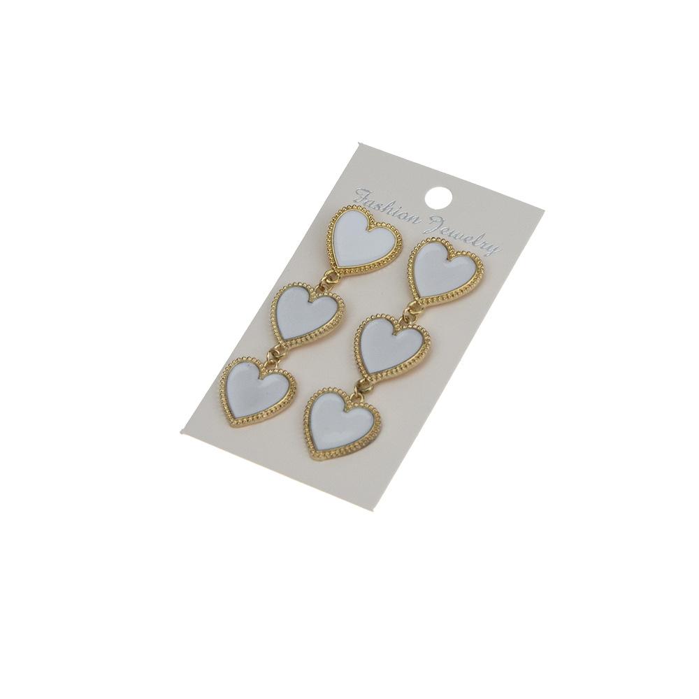 Design Lady Statement Náušnice Ženy Kov Zlatá Barva Bílá Smaltovaná Srdce Dlouhé Visací Náušnice Módní Party Šperky
