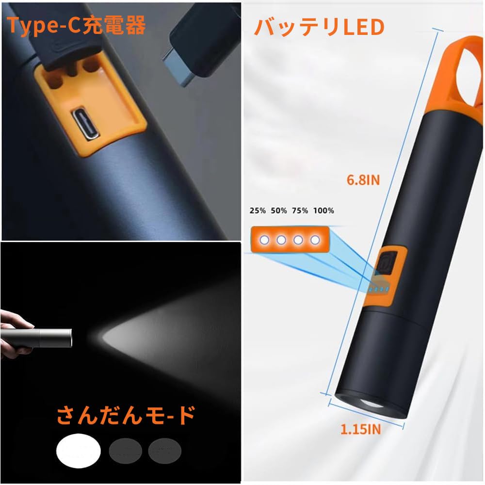 YZYOE LED Powerful Tactical Bright Flashlight with 1000mAh High Scalable Tactical Portable Handheld Suitable for Camping and Flashlight, Rechargeable,