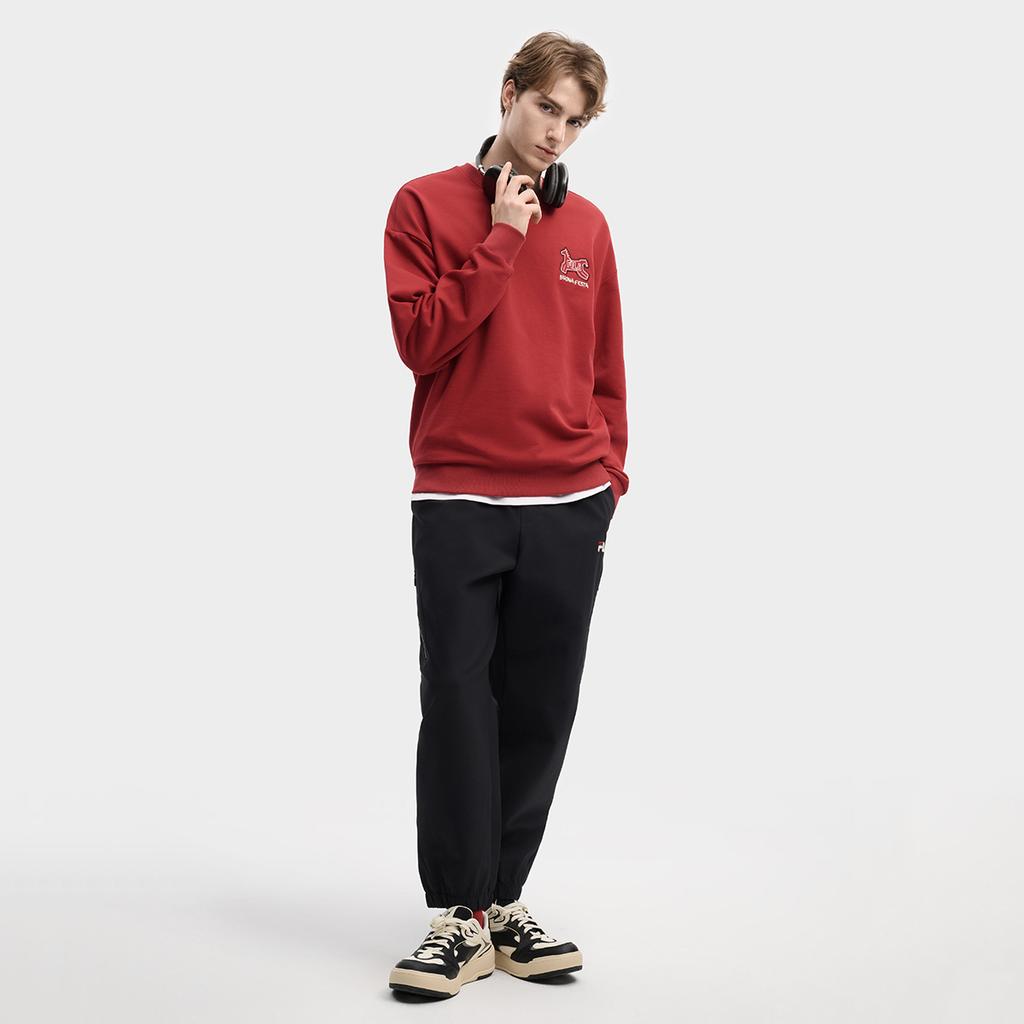 FILA CNY Limited Edition New Year Fashion Trendy Classic Retro Sports Casual Cotton Comfortable Crew Neck Pullover Loose Sweatshirt F11U619202FPK