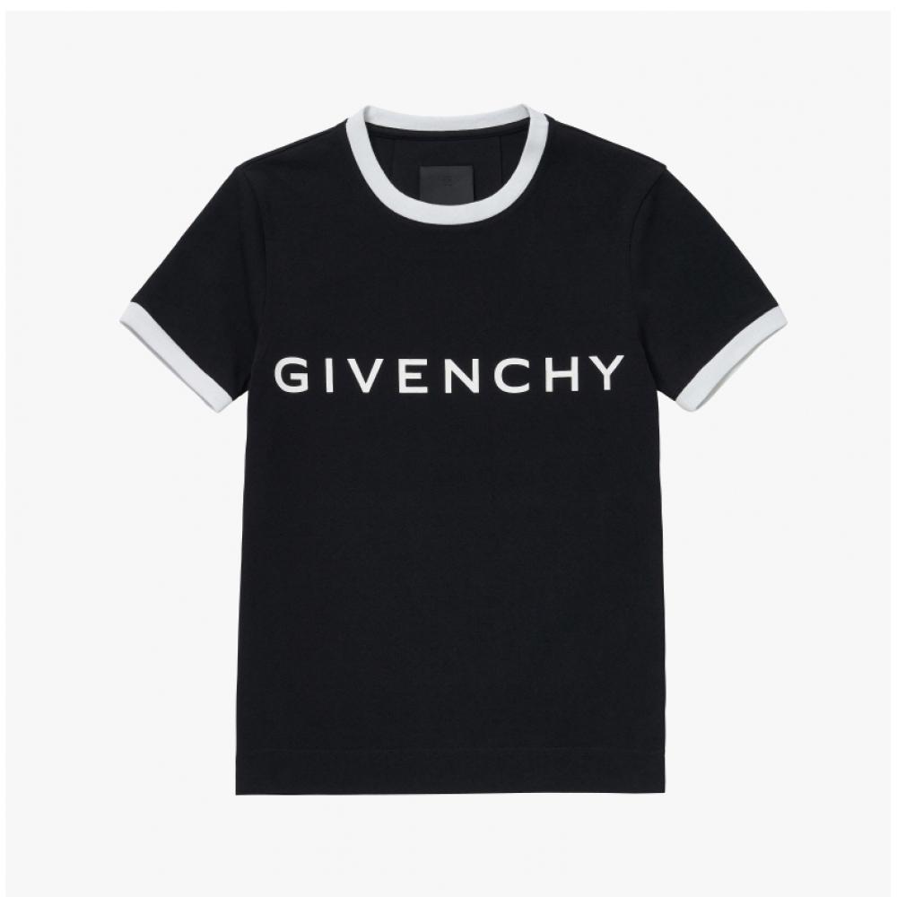 Givenchy Bw70bf3yac 004 Archetype Logo Print Slim Fit JerSey Women S Short Sleeve Tee
