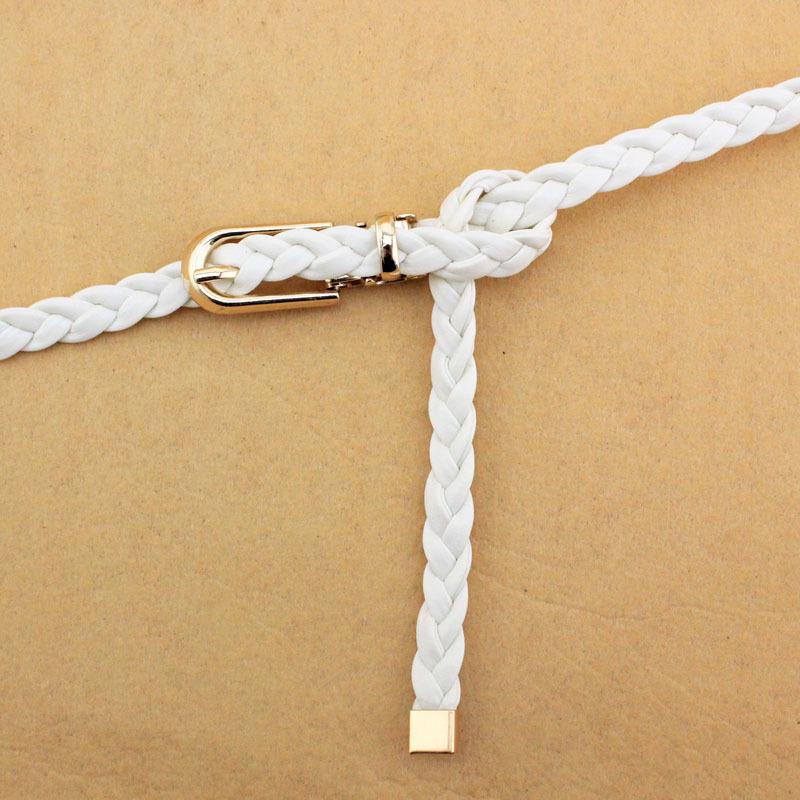 

Корейский женский тонкий ремень из искусственной кожи - модный аксессуар на весну и лето белый