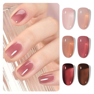 GAOY Jel Oje Şeffaf Jel Gül Bahçesi Stil Kiti, 6 Renk Seti, Salon Kalitesinde, Şeffaf,