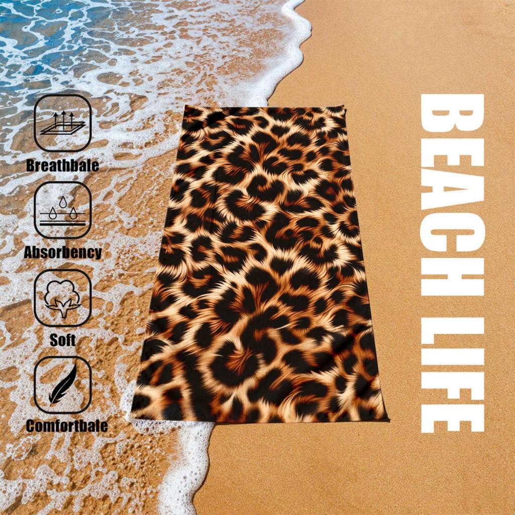 Luxury Oversized Leopard Print Beach Towel Wrap Boho Bath Kimono Absorbent Resort Summer Home Decor