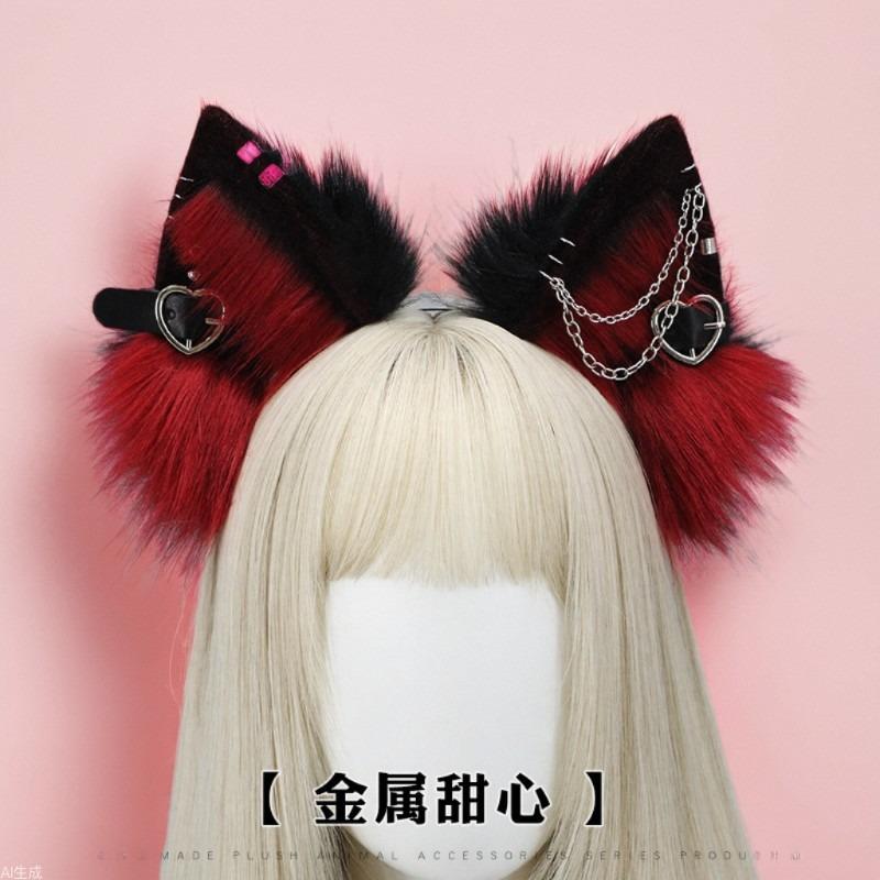 Handmade Cute Plush Animal Ears Cosplay Comic Show Punk Headband Spice Girl Headgear European and American Style Hair Accessories