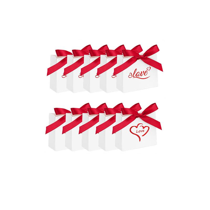 WTEMPO Wedding Valentine's Day Ribbon Bow Gift Bags Printed DIY Foldable Festive Presents Packaging Boxes for Storing and Gifting Delicate Items