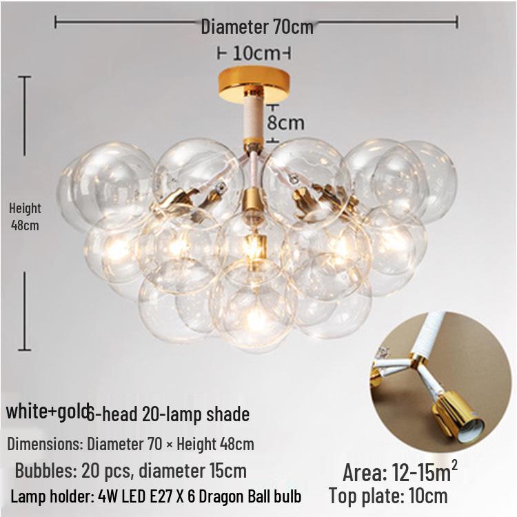 Nordic Romantic Bubble Lamp - Creative Glass Pendant for Children's Room, Living Room, or Restaurant.