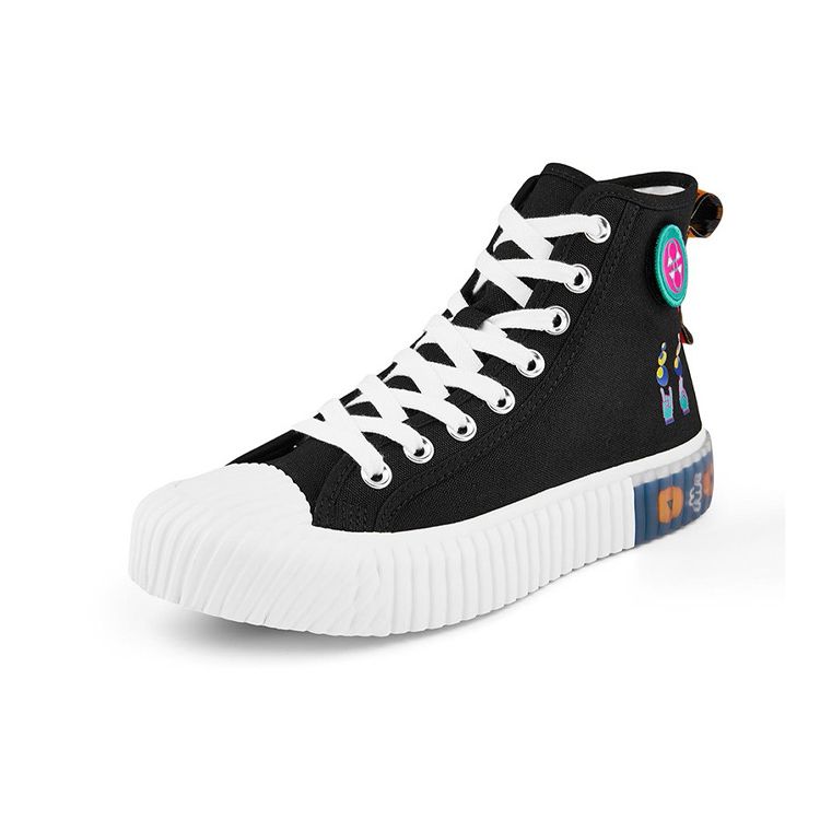 Kappa Artist Collaboration Logo Slip Resistant Durable High Top Canvas Shoes Unisex Sneakers Black K0AW5VS82D-990