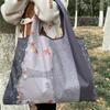 Foldable Eco Shopping Bag - Japanese Cartoon Design, Oxford Cloth, Portable & Eco-Friendly for Groceries