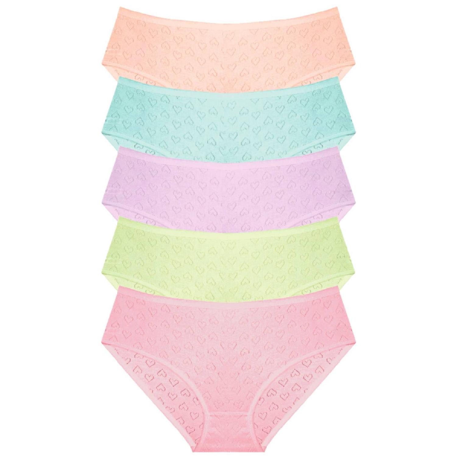 

1506 Heart 100% Cotton 5-piece Women s Bato Panties Pack V2 M чистый