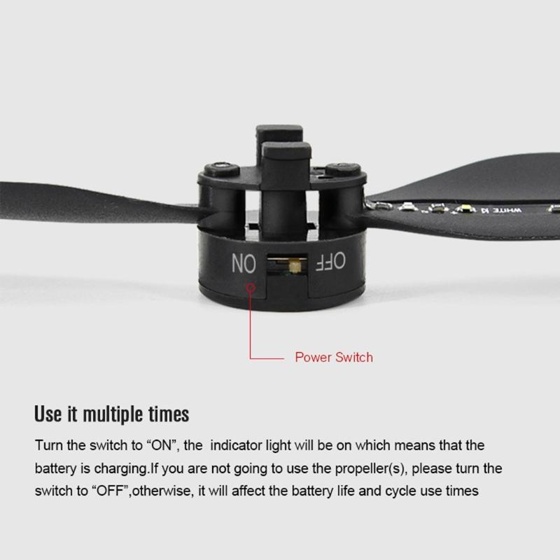 Fall Resistant Rechargeable  LED Light Foldable H Propellers  Hing Vane Fit for  Air 2 Drone