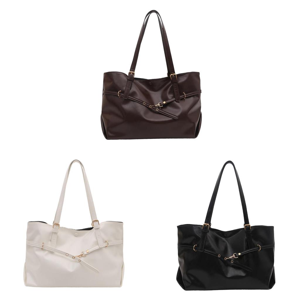 Vintage Womens Large Capacity Tote Bag With Pu Material For Daily Use