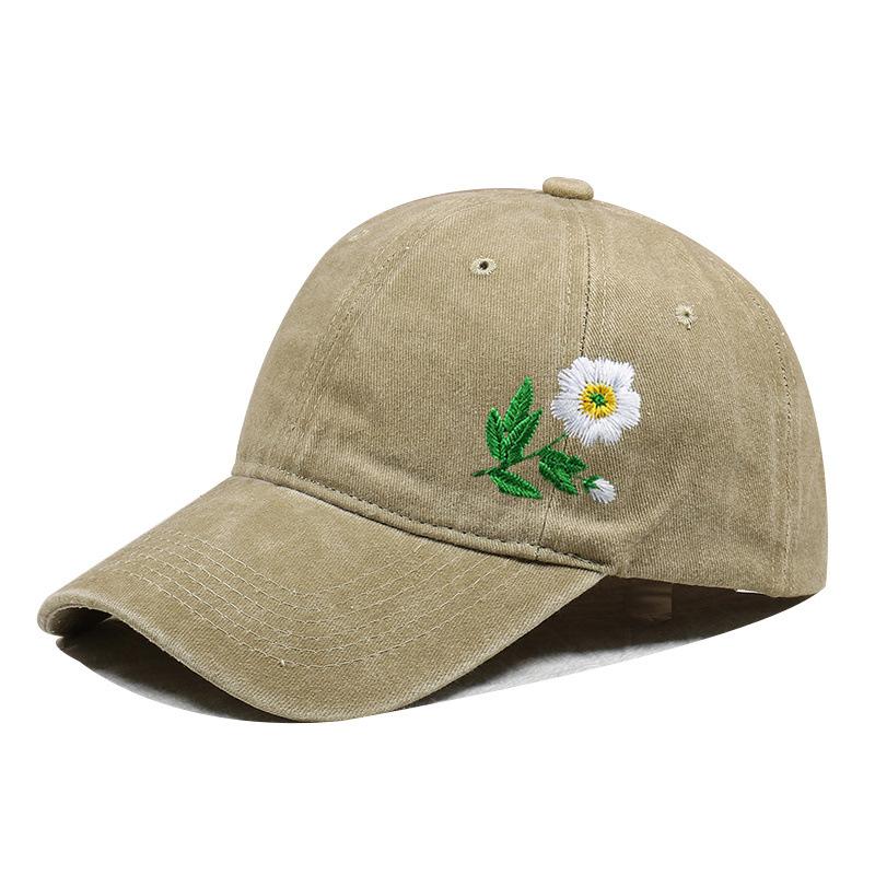 Embroidered Flower Diy Hat Soft Top Outdoor Sun Protection Casual Cotton Baseball Cap Fashionable Spring Summer Hat For Girls