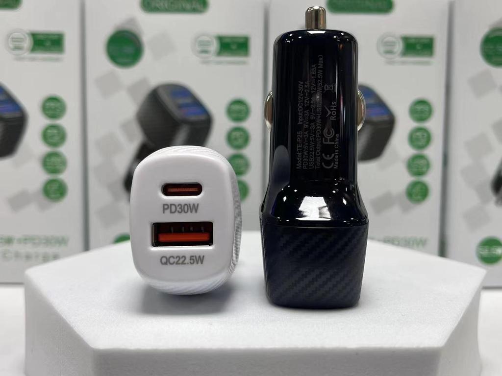 52.5W Dual Port Car Charger for Apple & Huawei - Super Fast PD Charging