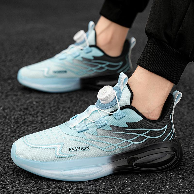 2025 New Foreign Trade Coconut Breathable Men's Sports Shoes Rotating Buckle Heightening Shock Absorption Marathon Fitness Running Shoes