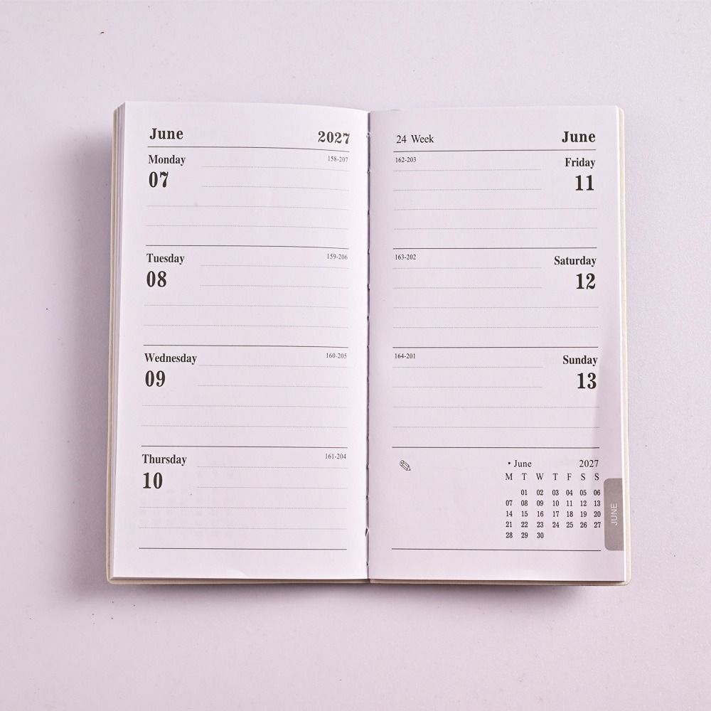 English 2027 Agenda Book A6 Diary Weekly Planner Portable To Do List English Notepad Students