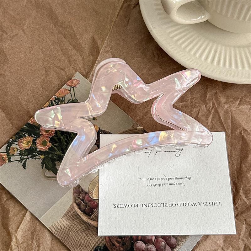 1pc Transparent Starry Colorful PVC Hollow Hair Grab Large Size Hair Clip Grab Clip Shark Clip.