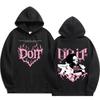 Stray Kids Lee Know Do It Graphic Hoodie, Front & Back Pink Flame Heart Print K‑pop Fan Pullover Hooded Sweatshirt