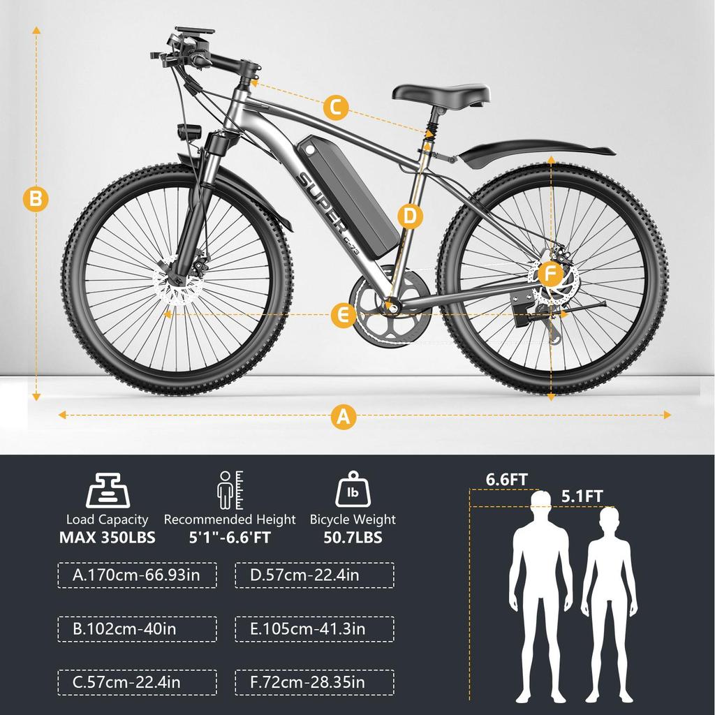 TOOFLY G73 Elektrinis dviratis 250W Variklis 41KM/H 48V13Ah Miesto kelionėms E-dviratis 26*1.95 colių padanga Suaugusiems Elektrinis dviratis