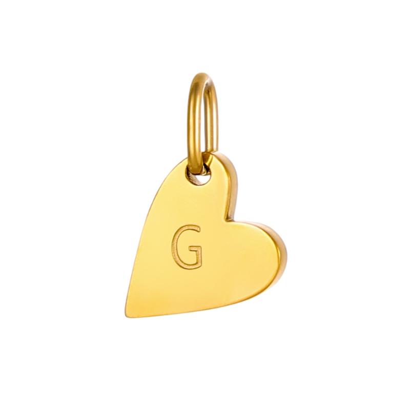 1Pcs Gold Color Letter Alphabet Heart-Shaped Pendant Charm Necklace Earrings Keychain Diy Accessories Jewelry