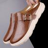 Fashion High Quality Men Casual Shoes Fashion Men Half Loafers Genuine Leather Slippers Breathable Muller Man Outdoor Lightweight Flats
