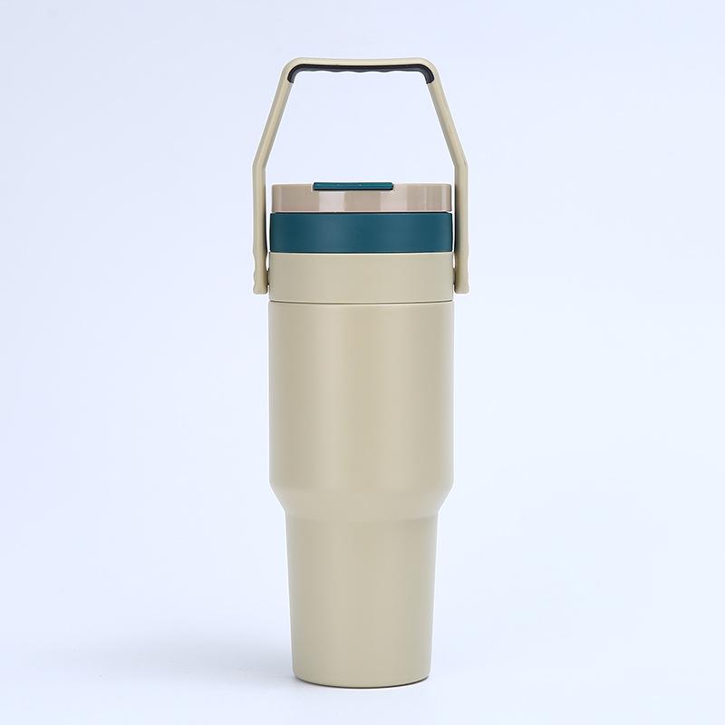 40oz 304 Stainless Steel Insulated Water Bottle Thermal Coffee Car Cup Cold Hot Mugs Vacuum Flask With Handle Straw For Sport