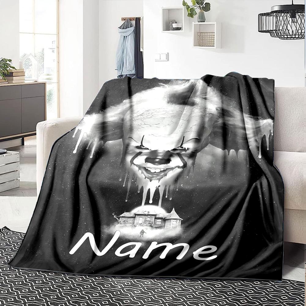 Customiz Name Personality Pennywise the Dancing Clown Blanket Soft &Warm Sofa Office Bed Travel Lunch Break Blanket, Gift Suitable All Seasons