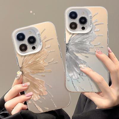 Applicable To Apple 15 Mobile Phone Case IPhone 13/14promax High-end Silver Foil Butterfly 11/12 Colored Silver Matte
