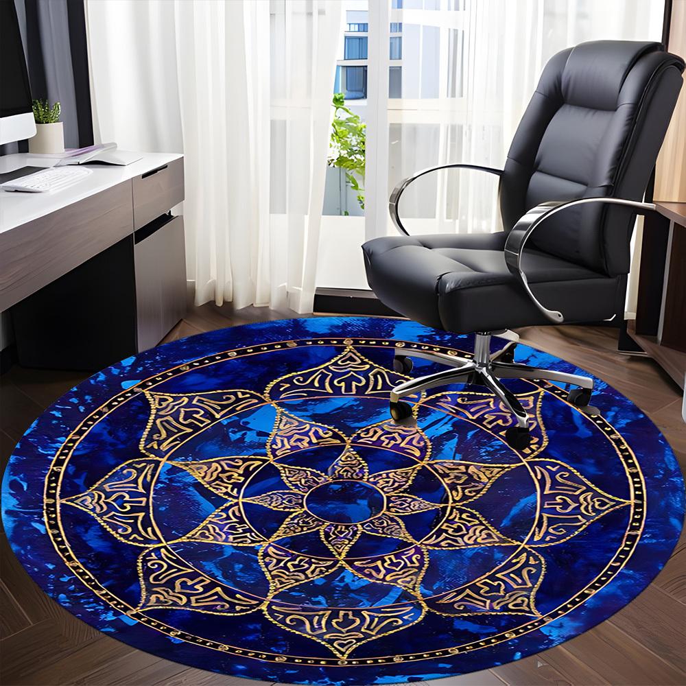 1pc Mandala Design Office Round Area Rug, Under Office Chairs Bedroom Living Room Home Decor, Room Deco