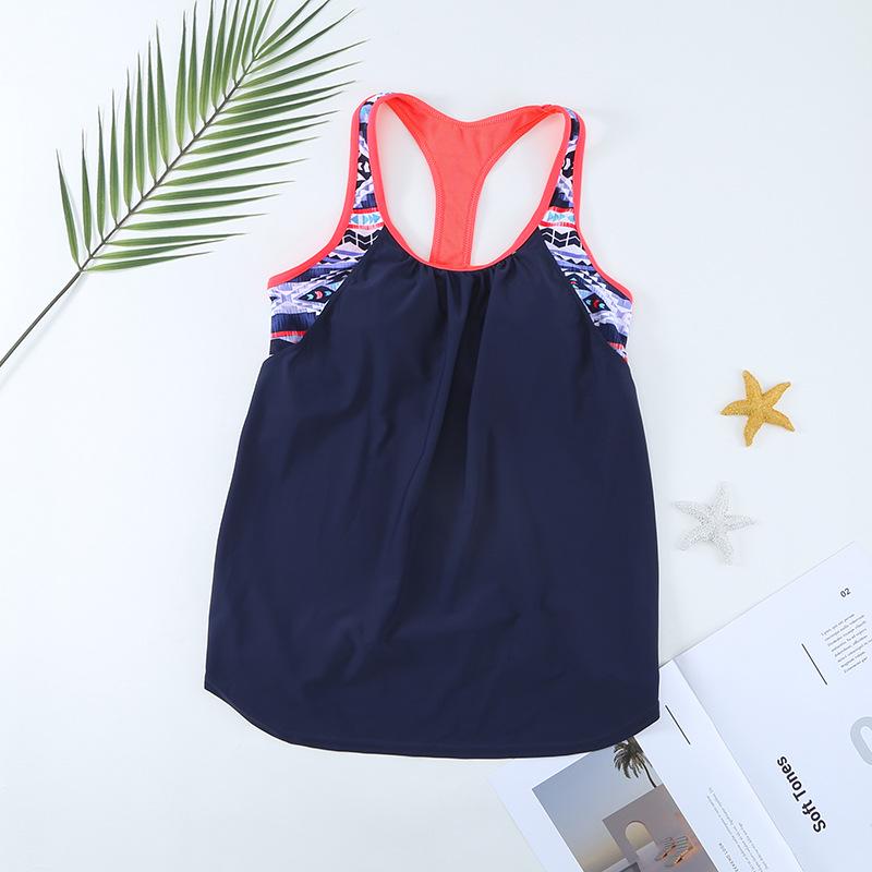 European & American Women's Plus Size Printed Split Vest Swimsuit