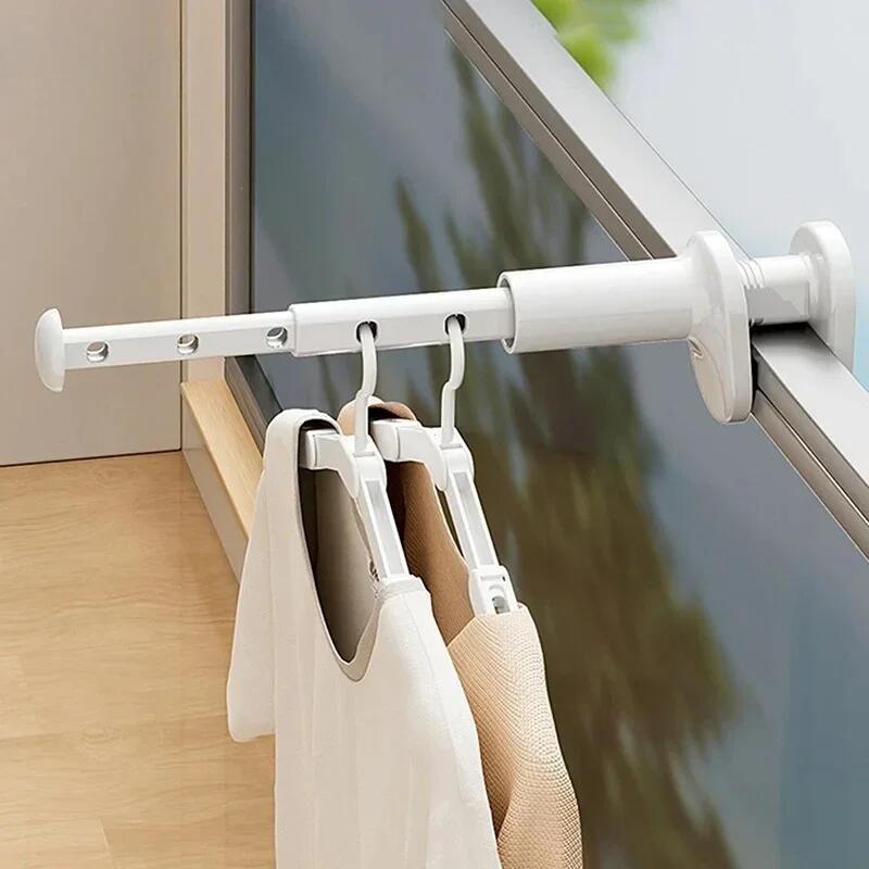 Window Foldable Clothes Hanger Portable Hanging Clothes Drying Rack Hanger Rod For Home And Outdoor Saving Space Suitable For Use When Traveling 1pc