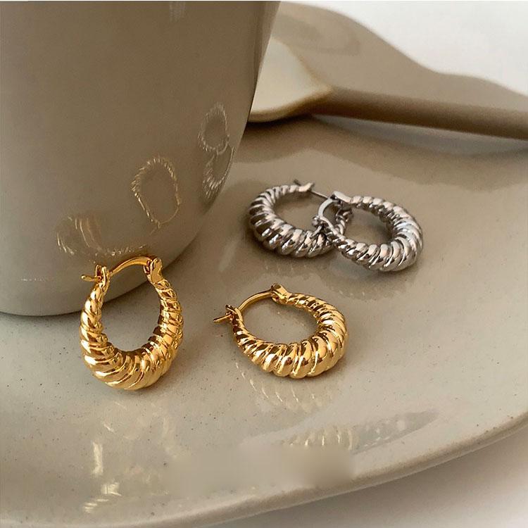 925 Sterling Silver Vintage Strip Gold Earrings For Women Trendy Earring Jewelry Prevent Allergy Party Accessories Gift