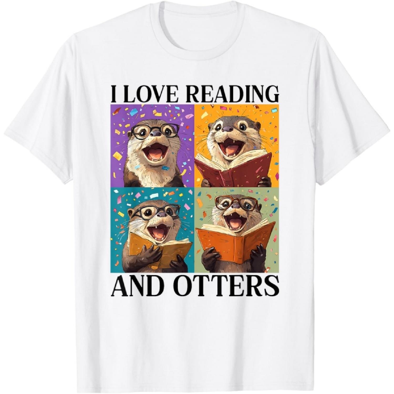 Otter Love Reading And Otters Kids Bookworm T-Shirt S