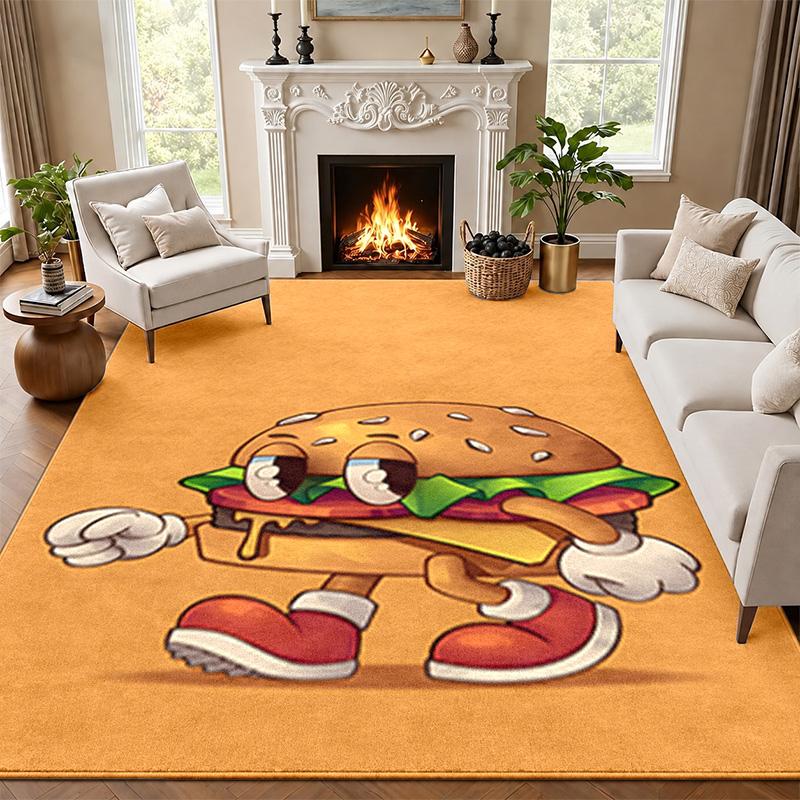 Burger Pommes Carpet Door Mat for Living Room or Bedroom Protective Mat Under Chair Office Decoration Christmas Gift Birthday Present