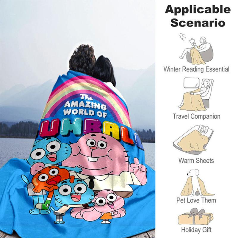 1pc Blanket The Amazing World of Gumball1 Print Design, Lightweight Blanket for Sofa, Bed- Soft &Warm, Gift for All Seasons Like Christmas, Halloween