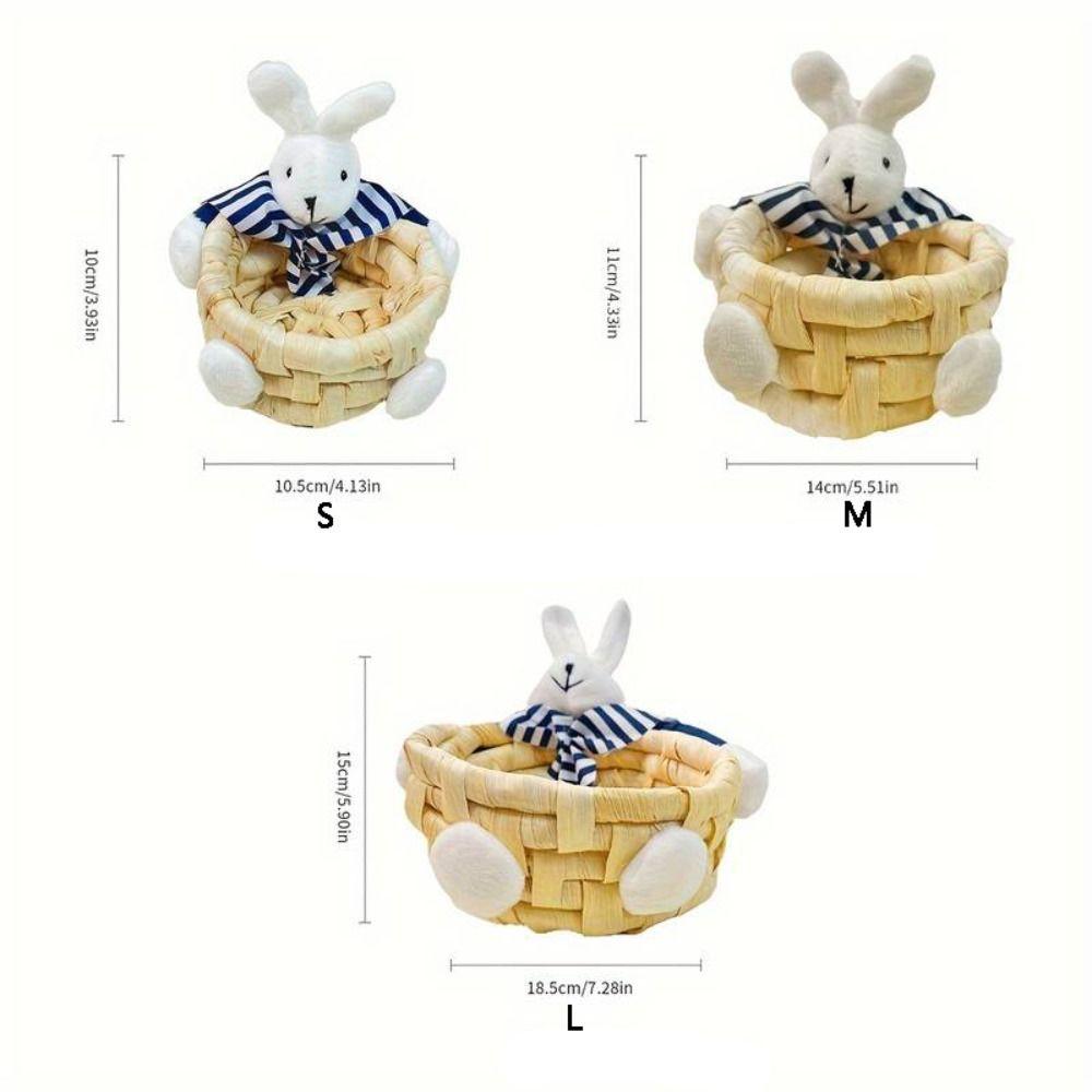 Handwoven Woven Basket Stackable Easter Rabbit Decoration Easter Bunny Storage Basket Sundries