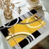 4/6/8 Stück Moderne Kreative Geometrische Muster Tischsets, 12,99 * 17,72 Zoll Gelbe Unregelmäßige Geometrische Farbblöcke, Konzentrische Kreise und Gebogene