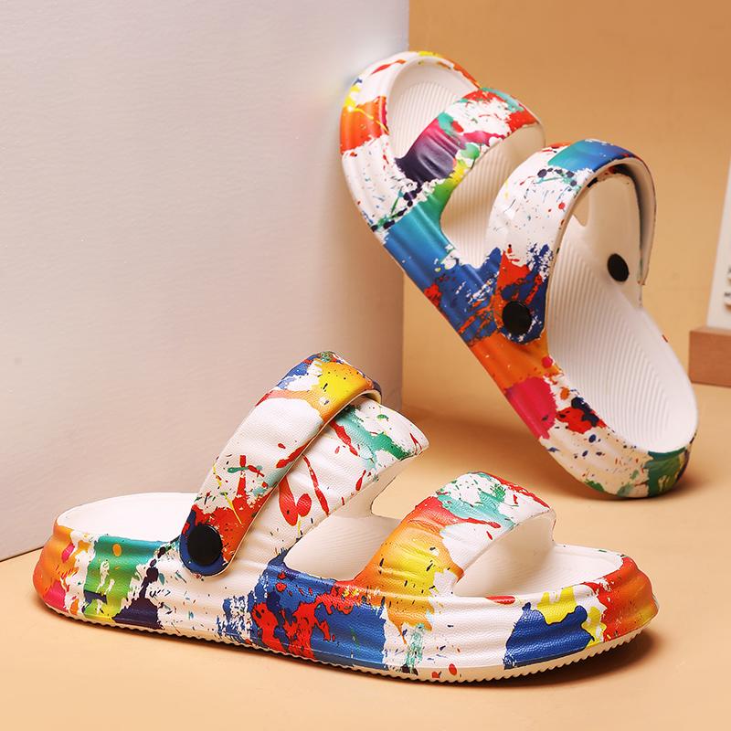 Summer Holiday Printing Soft Women Slippers Vacation Travel Beach Sandals Pillow Platform Home Slippers Comfortable Pattern Clog