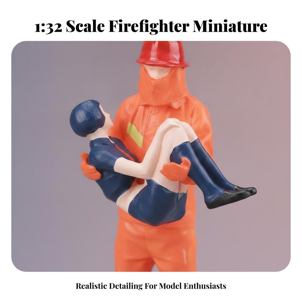 5 Pieces 1:32 Firefighter Set 6 Cm Tall Figure Molded Details Fireman Figurines