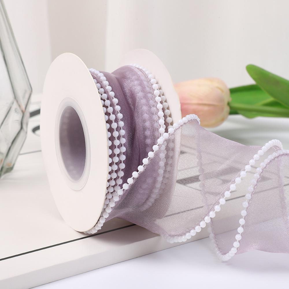 4cm Pearl Fishtail Silk Ribbon for Bouquet & Cake Decoration