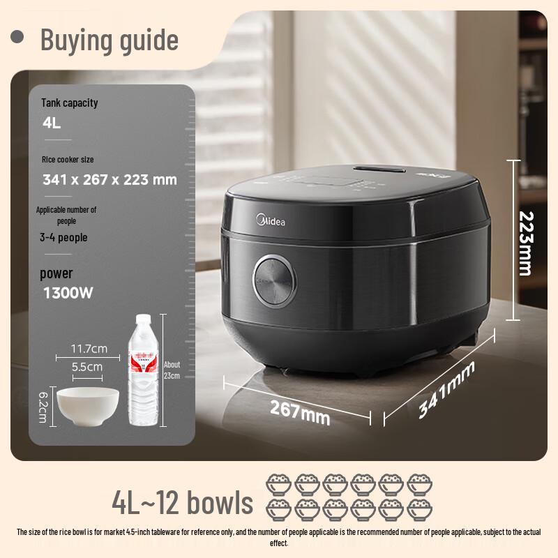 Midea IH Electric Rice Cooker with Fine Iron Pot CN plug (adapter included)