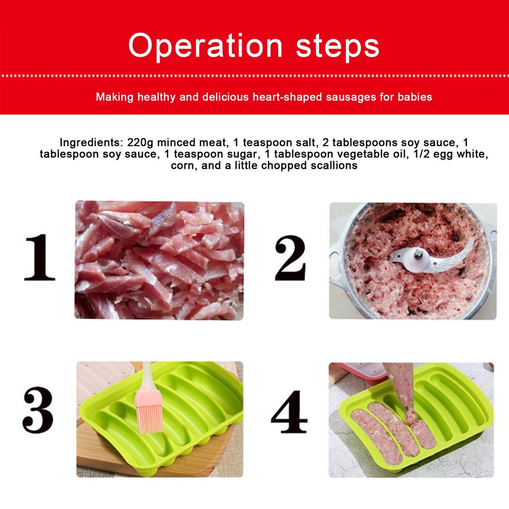 Silikonowe formy do kiełbasek - Nieprzywierająca elastyczna forma do hotdogów 6-gniazdowa - Pojemnik do pieczenia, gotowania, gotowania na parze - DIY domowe kiełbaski