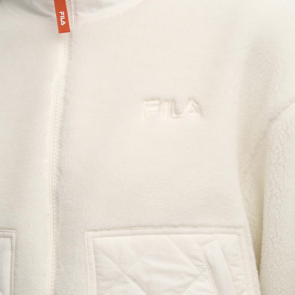 FILA Original Fashion Classic Retro Versatile Casual Warm Comfortable Lamb Fleece Jacket Women outerwear Cloud-White F11W549506FIV