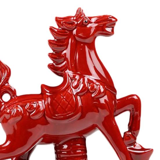 2026 Year of The Horse Figurine Ceramic Feng Shui Red Horse Statue Chinese New Year Home Office Tabletop Decoration for Wealth Good Luck